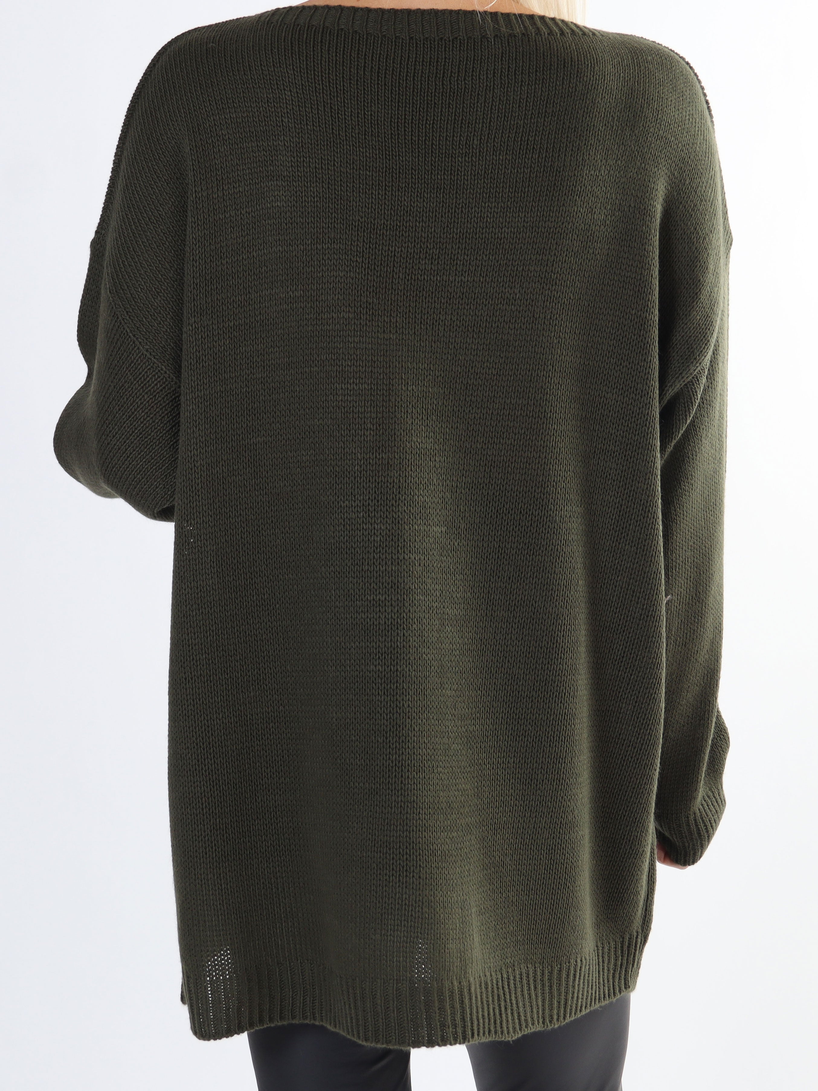 Mia - Stickad blus med fyrklöver i plus size-modell